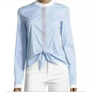 Bailey 44 Homeostasis Sky Striped Front Tie Shirt Size 4 Blue White Top. 329